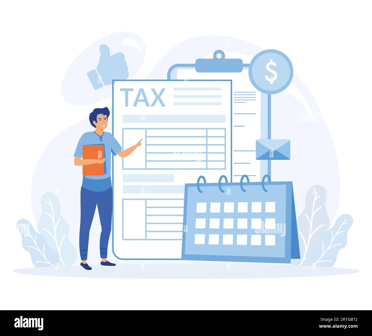 Taxation planning concept Characters using tax calendar to filling tax Taxation planning concept Characters using tax calendar to filling tax