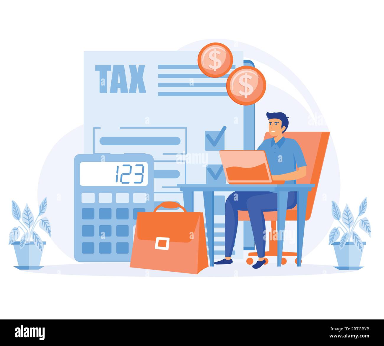 Tax preparation concept. Corporate tax, document preparation, payment