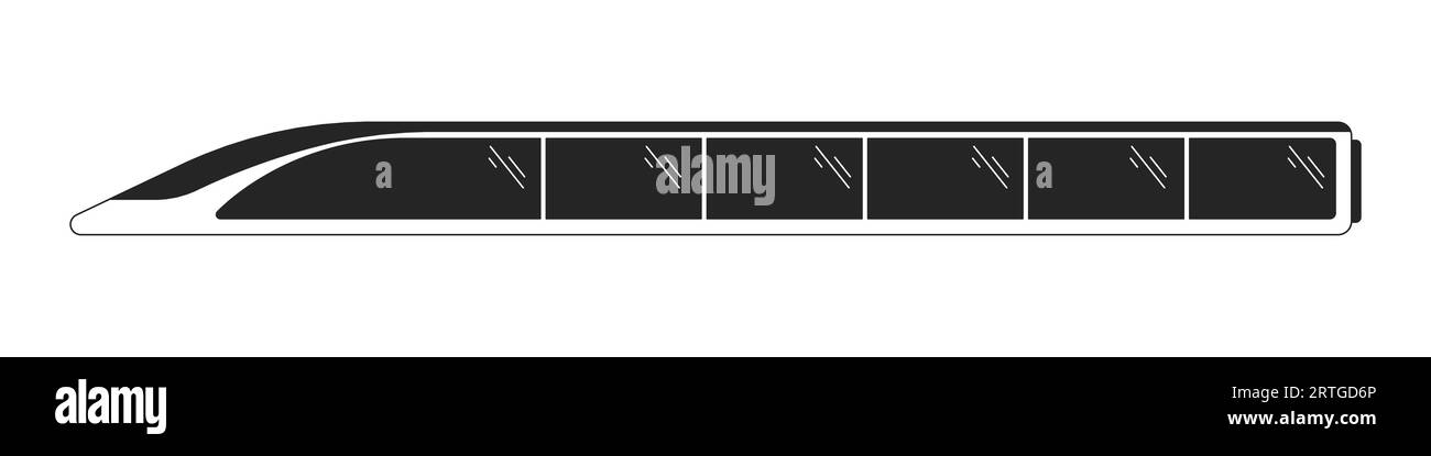 Modern high speed train flat monochrome isolated vector object Stock Vector