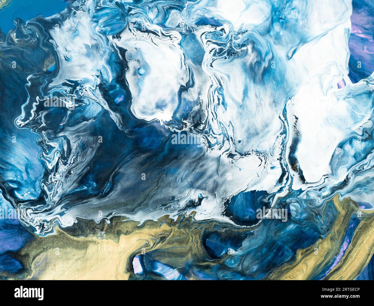 Abstract blue fantastic painting, art creative hand painted background ...