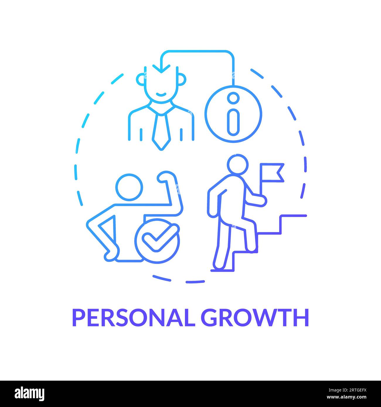 2D gradient thin line icon personal growth concept Stock Vector