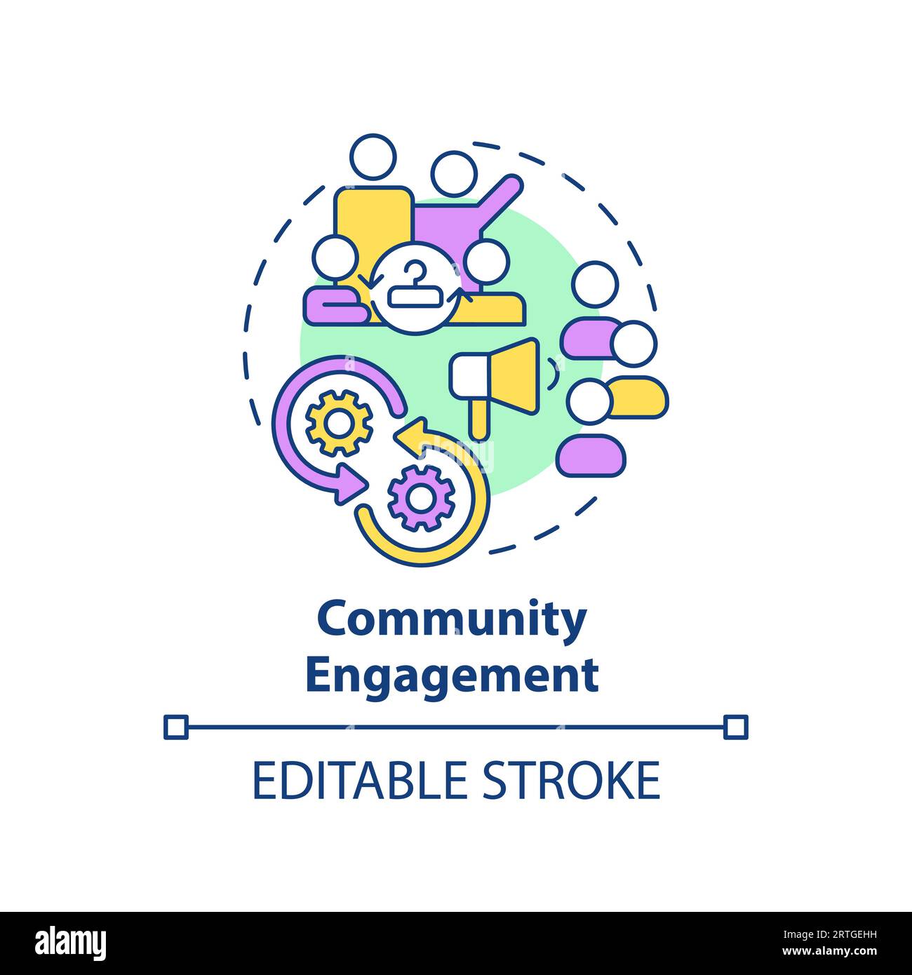 2D customizable thin line icon community engagement concept Stock ...