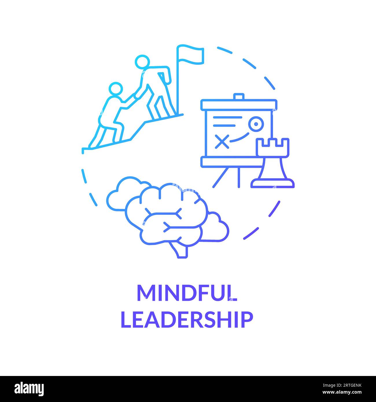 2D gradient thin line icon mindful leadership concept Stock Vector