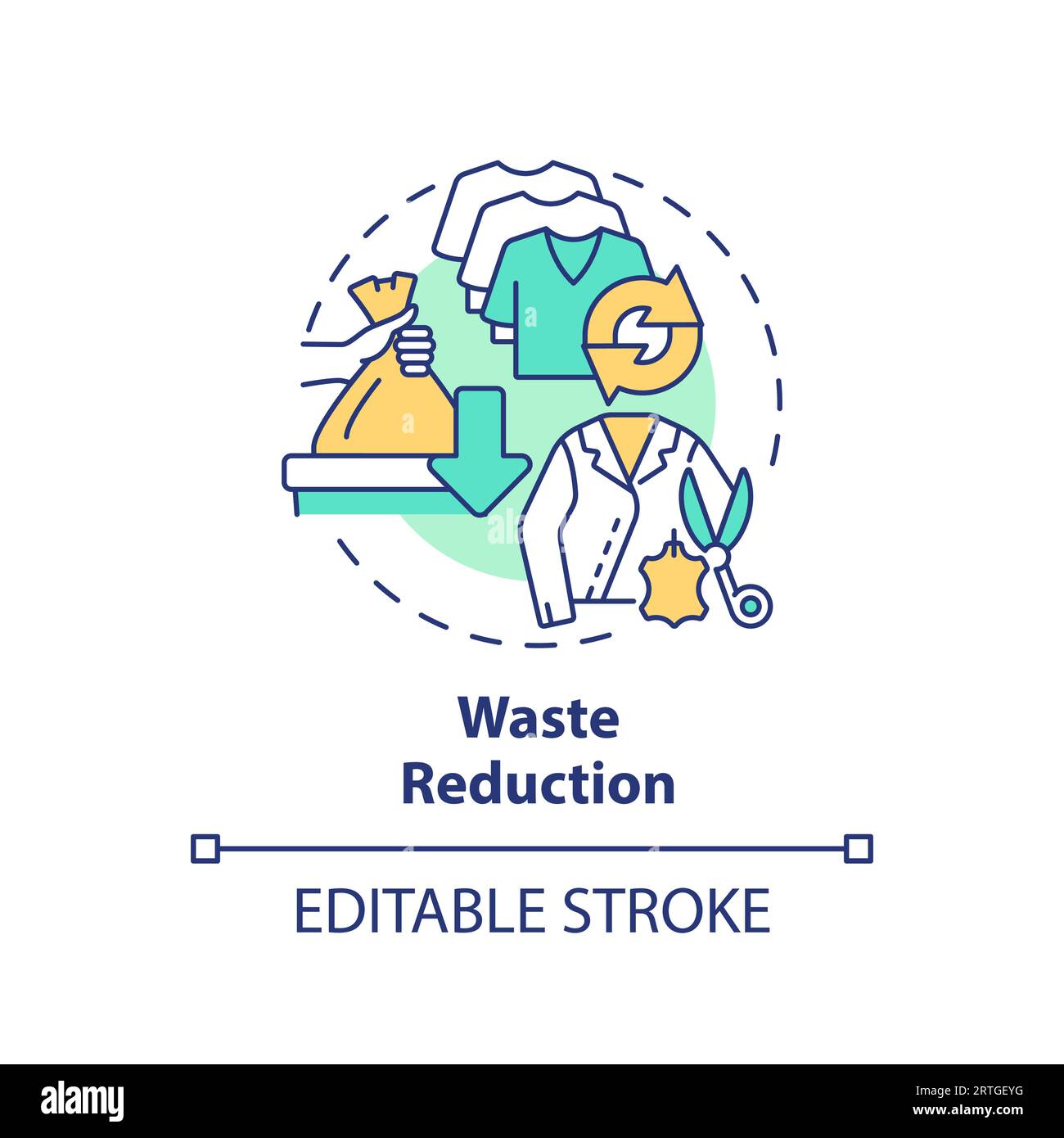 2D customizable thin line icon waste reduction concept Stock Vector