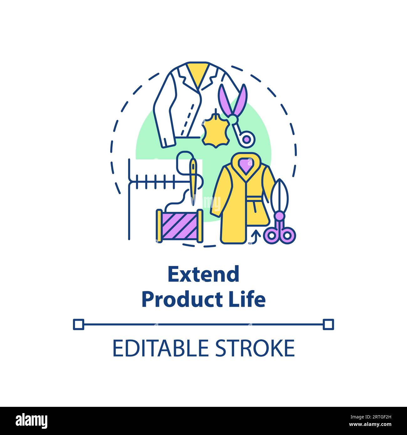 2D customizable thin line icon extend product life concept Stock Vector