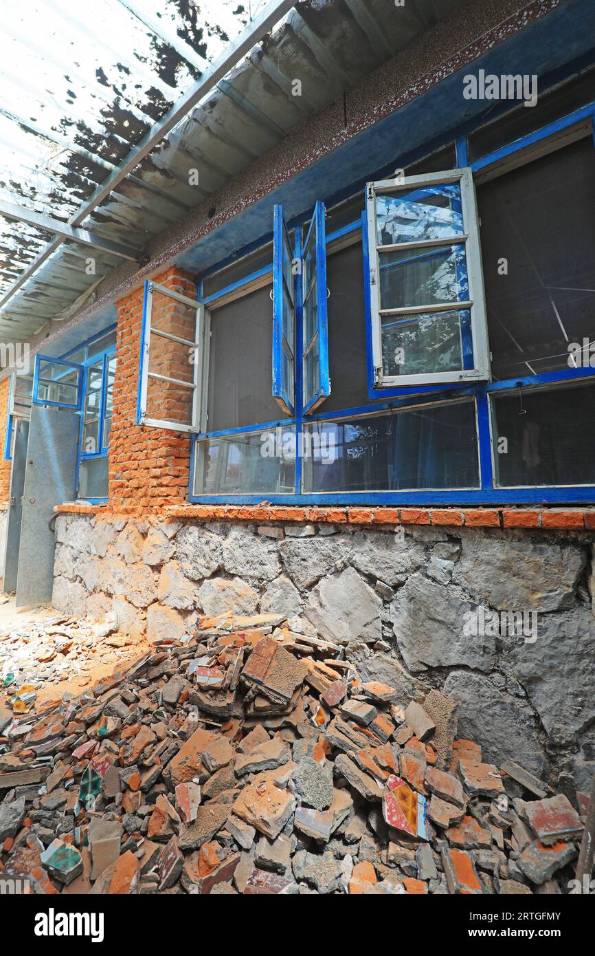 Construction site of housing processing project in earthquake fault