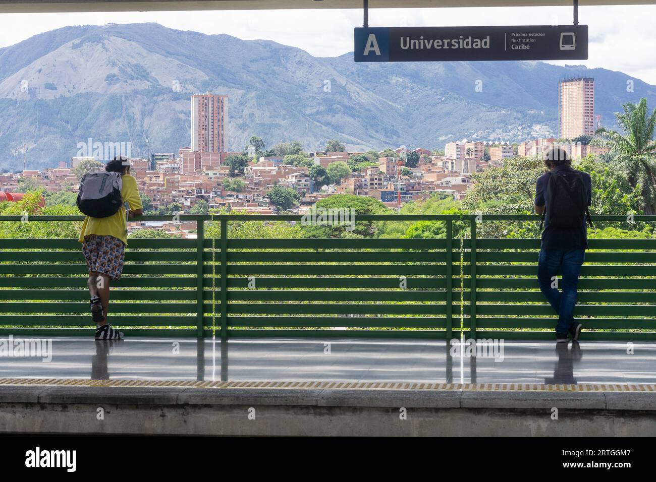 Medellin cityscape seen from the Universidad metro station in Medellin, Antioquia, Colombia Stock Photo