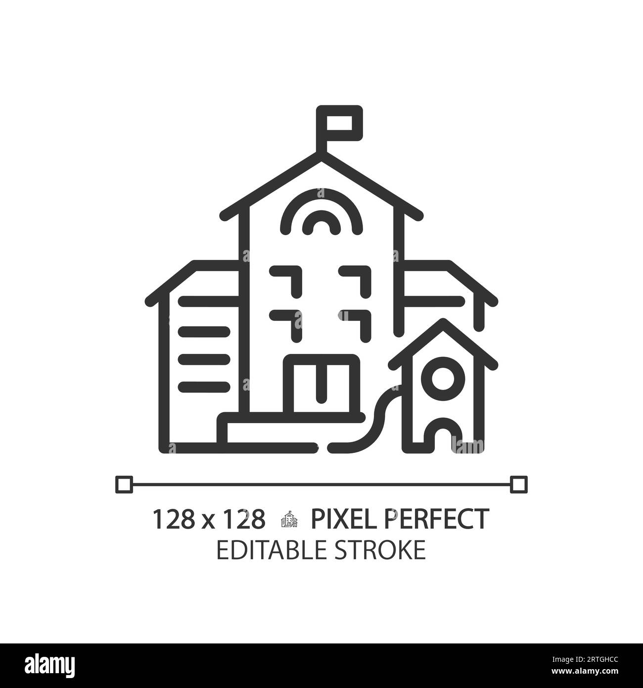 2D editable thin line building with flag icon Stock Vector Image & Art ...