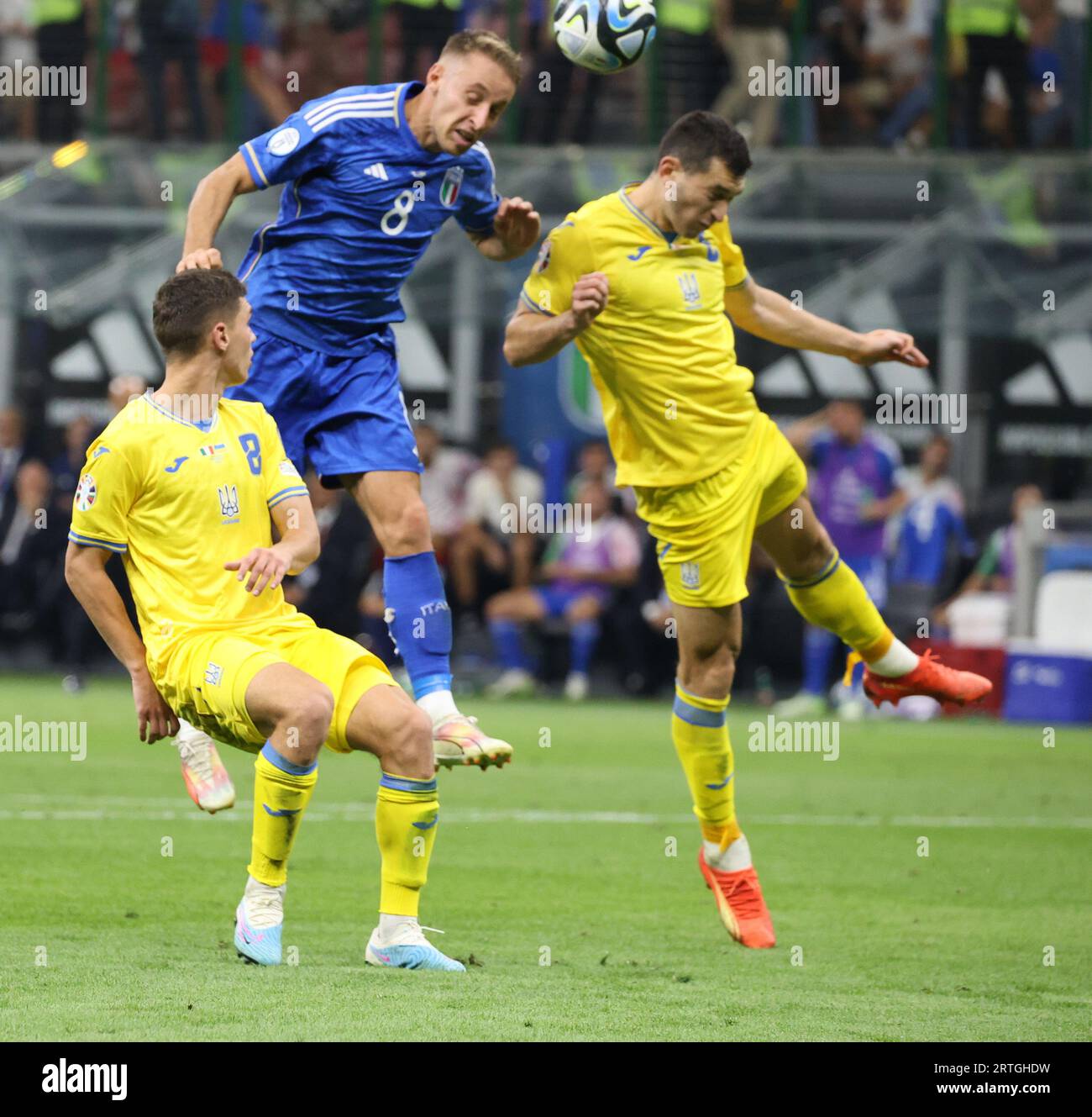 September 12, 2023: Milan 09/12/2023, during the football match valid for qualification for the 2024 European Championships, between the national teams of Italy and Ukraine at the San Siro stadium in Milan.In picture : Davide Frattesi (Credit Image: © Fabio Sasso/ZUMA Press Wire) EDITORIAL USAGE ONLY! Not for Commercial USAGE! Stock Photo