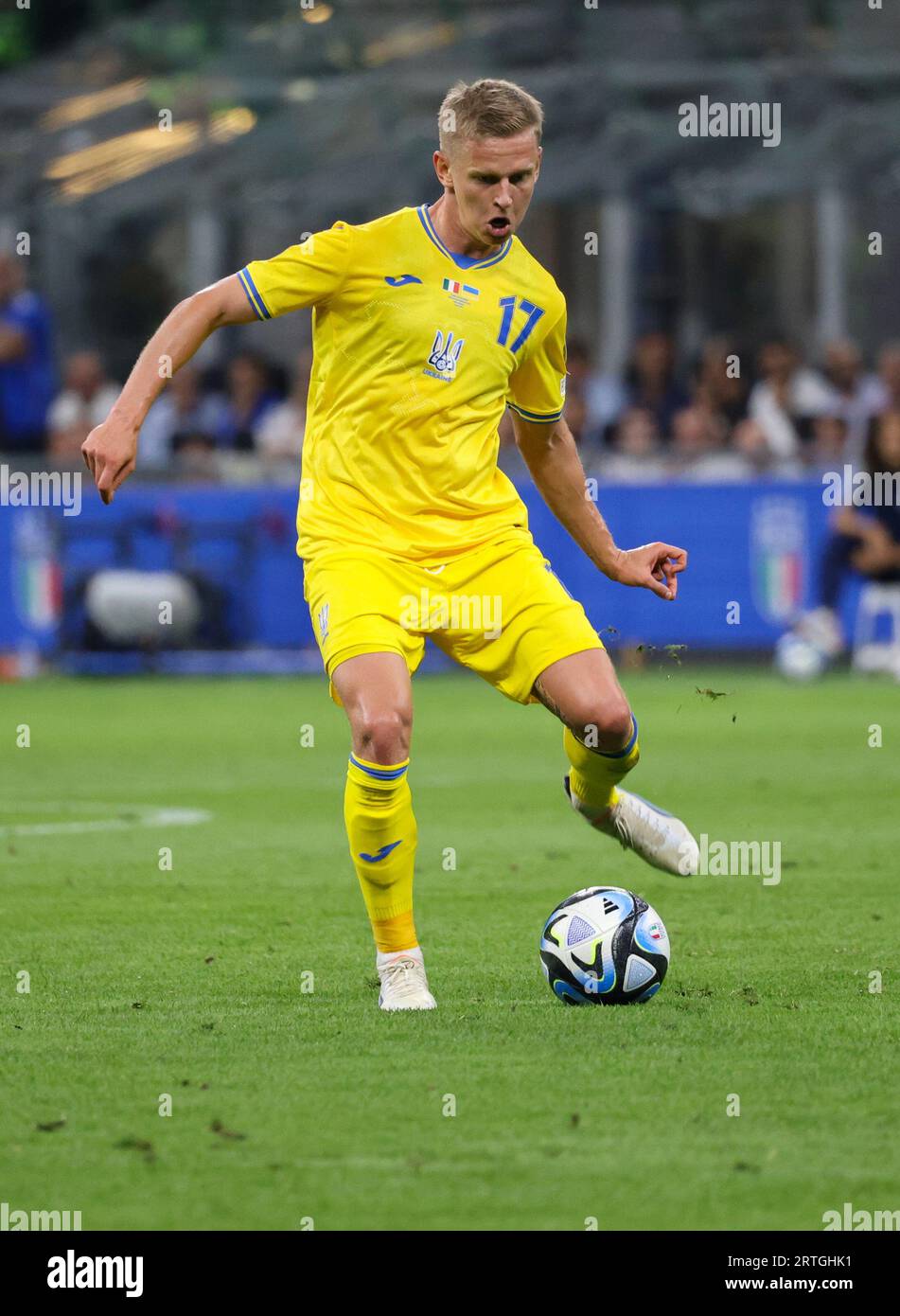 September 12, 2023: Milan 09/12/2023, during the football match valid for qualification for the 2024 European Championships, between the national teams of Italy and Ukraine at the San Siro stadium in Milan.In picture : Oleksandr Zinchenko (Credit Image: © Fabio Sasso/ZUMA Press Wire) EDITORIAL USAGE ONLY! Not for Commercial USAGE! Stock Photo