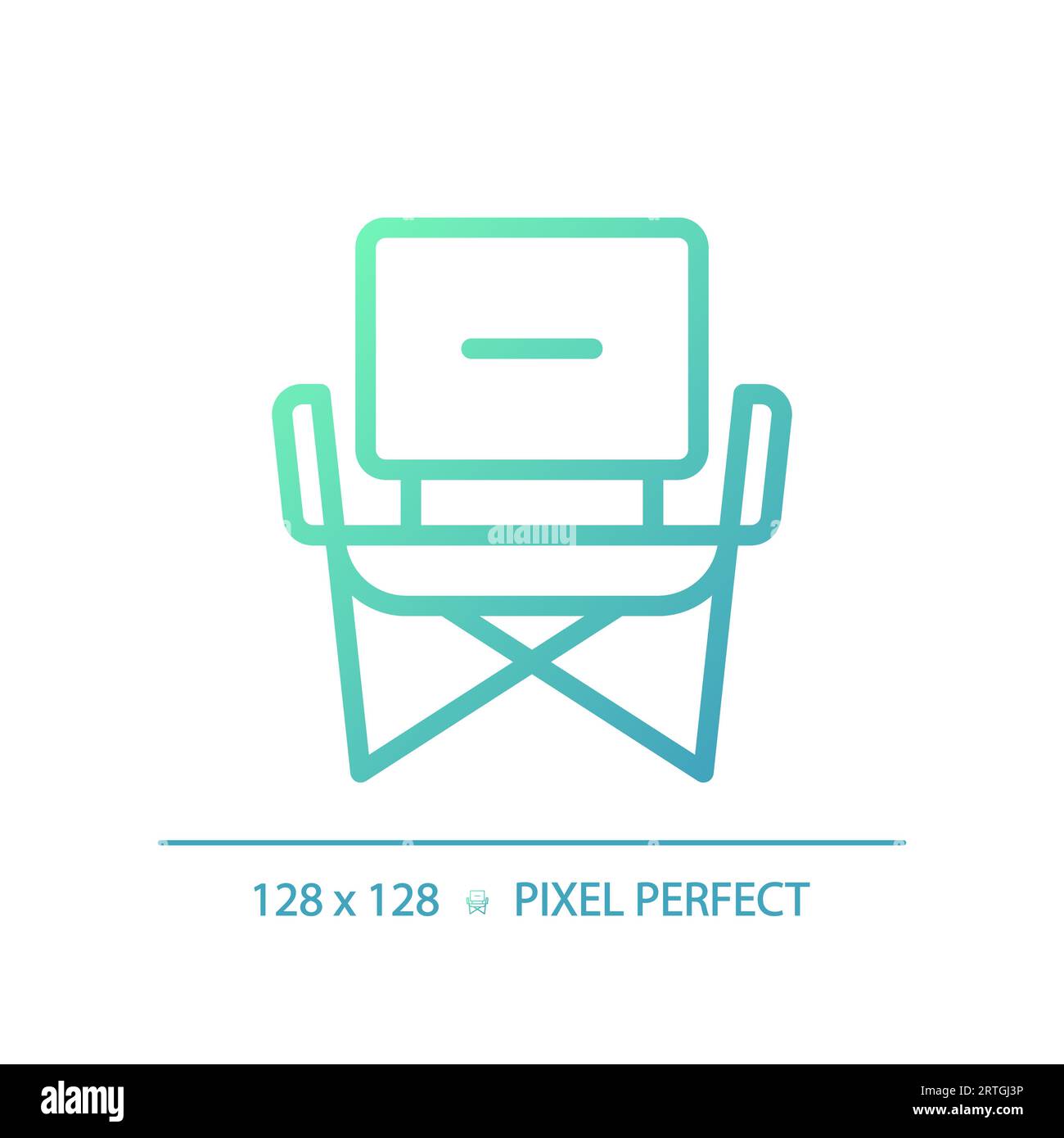 2D camping chair gradient thin linear green icon Stock Vector