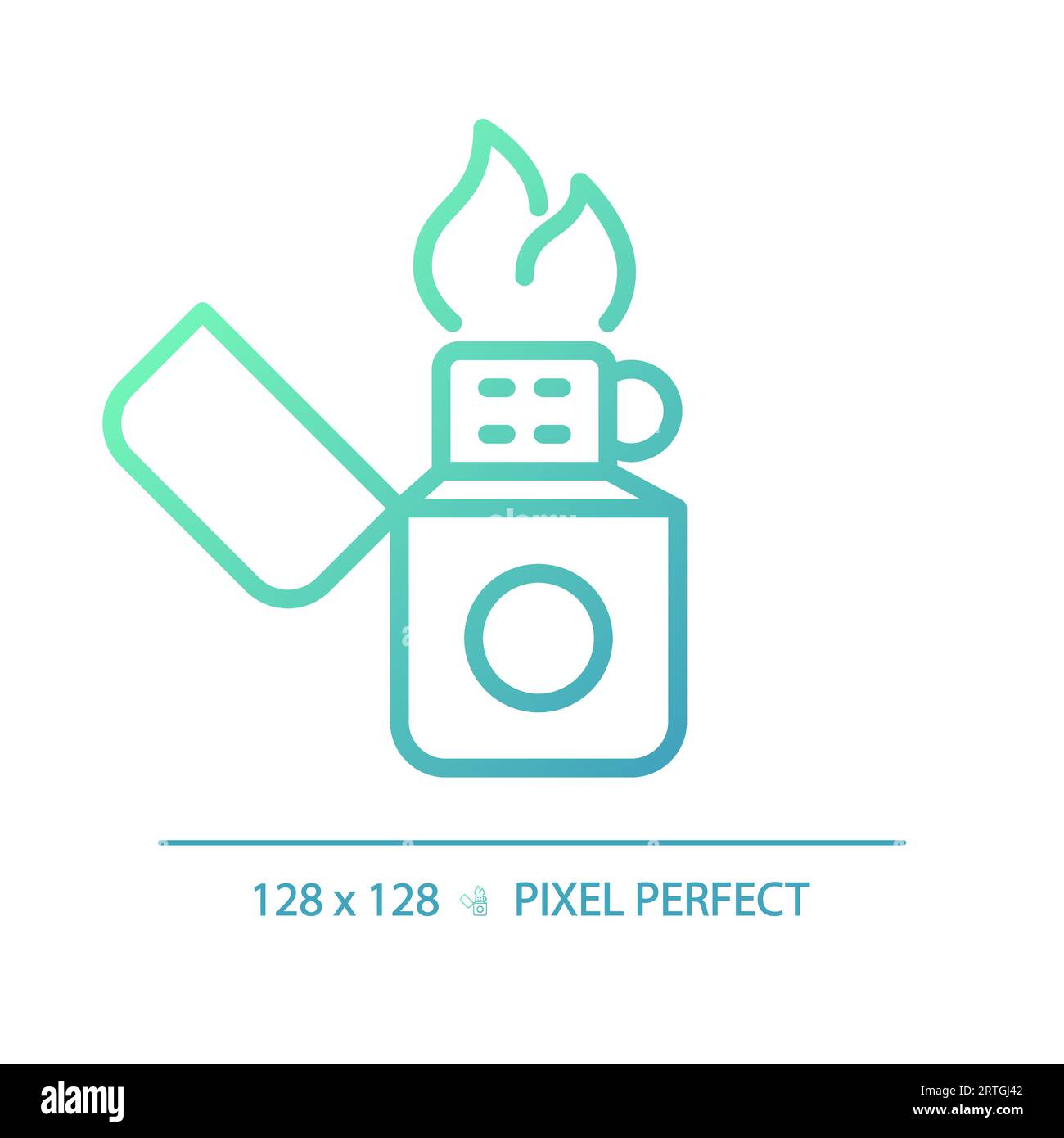 2D lighter gradient thin linear green icon Stock Vector