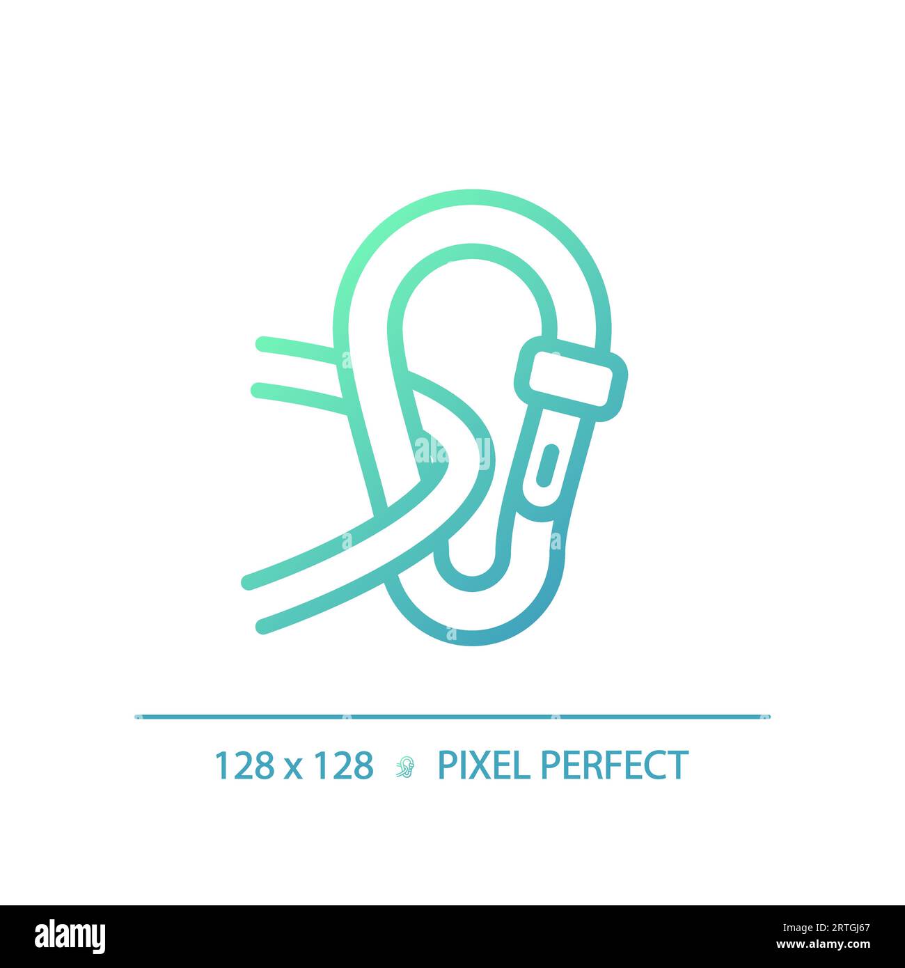 2D carabiner gradient thin linear green icon Stock Vector