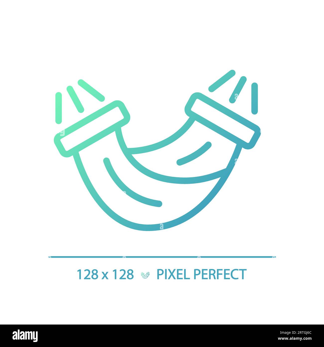 2D hammock gradient thin linear green icon Stock Vector