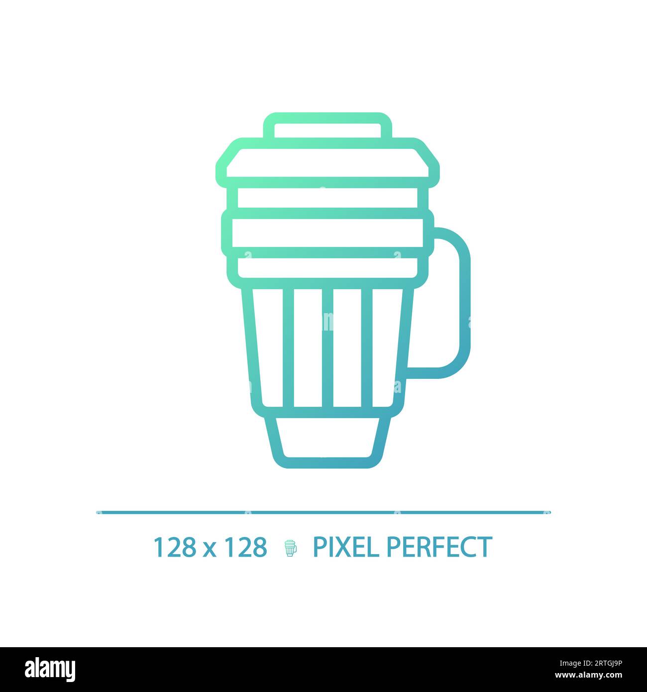 2D travel mug gradient thin linear green icon Stock Vector