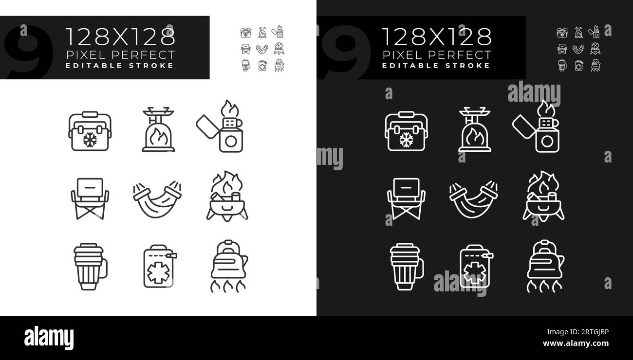Editable pixel perfect hiking gear line icons Stock Vector Image & Art ...