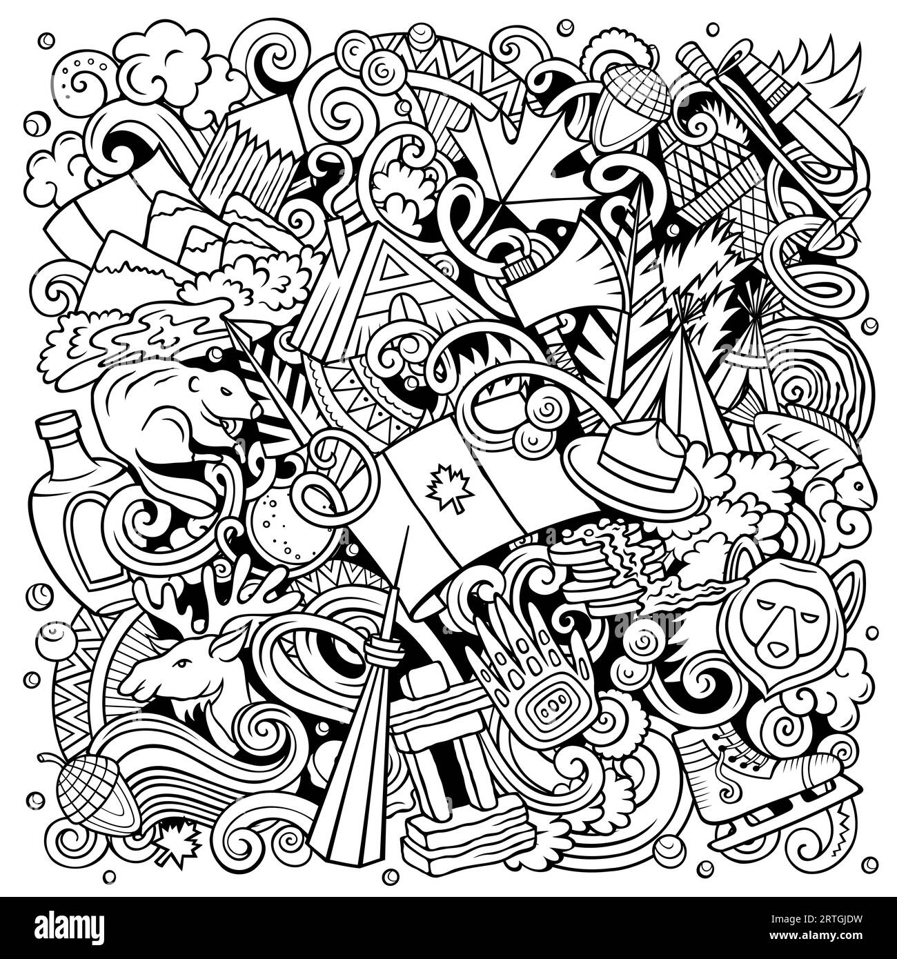 Canada cartoon doodle illustration. Funny Canadian design. Creative
