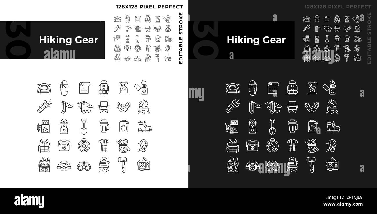 Editable pixel perfect hiking gear icons collection Stock Vector Image ...