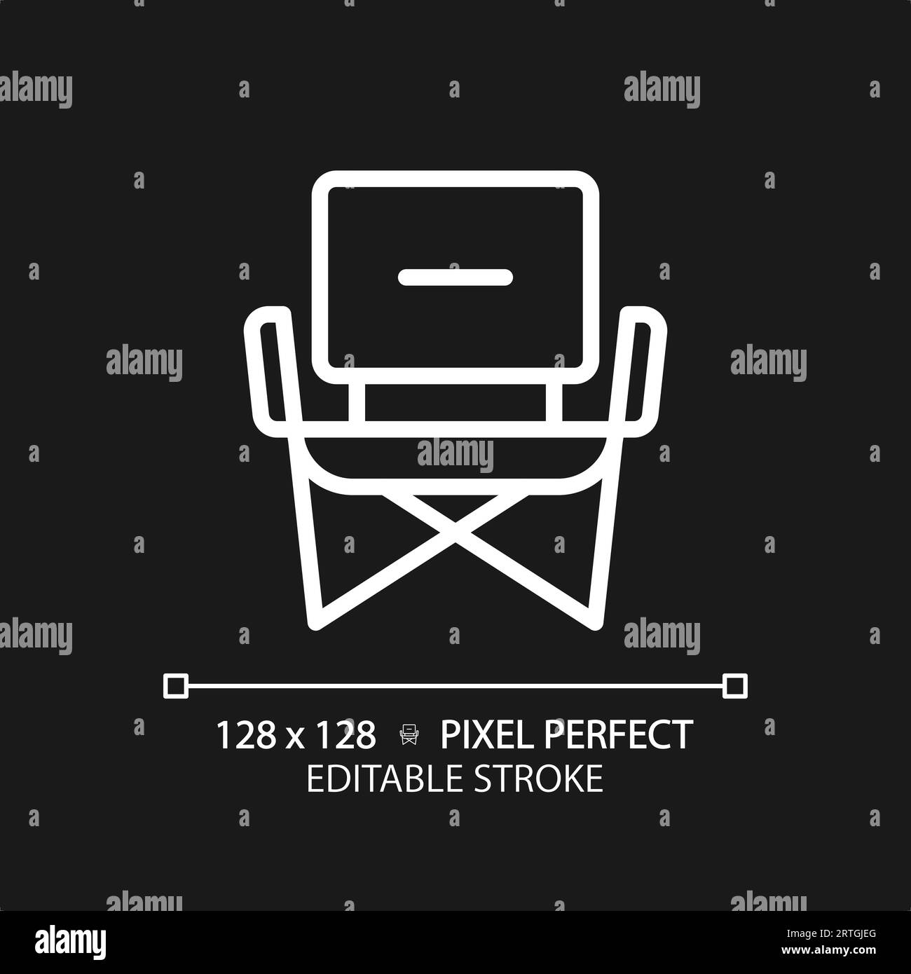 Customizable camping chair white thin linear icon Stock Vector