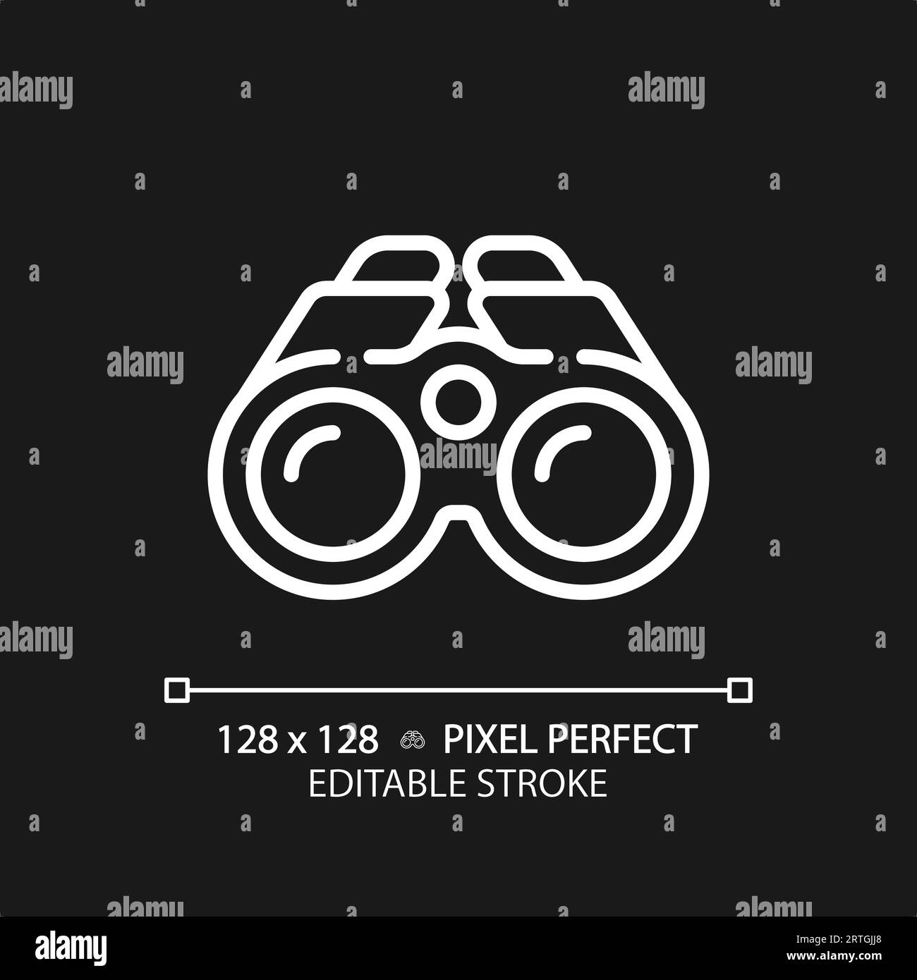 Customizable binoculars white thin linear icon Stock Vector