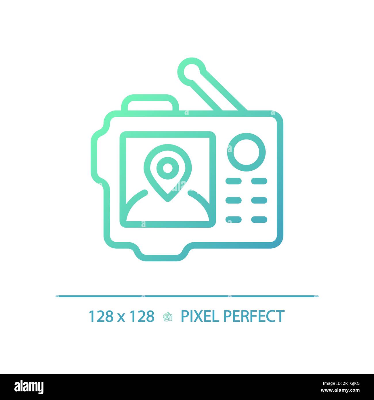 2D GPS gradient thin linear green icon Stock Vector