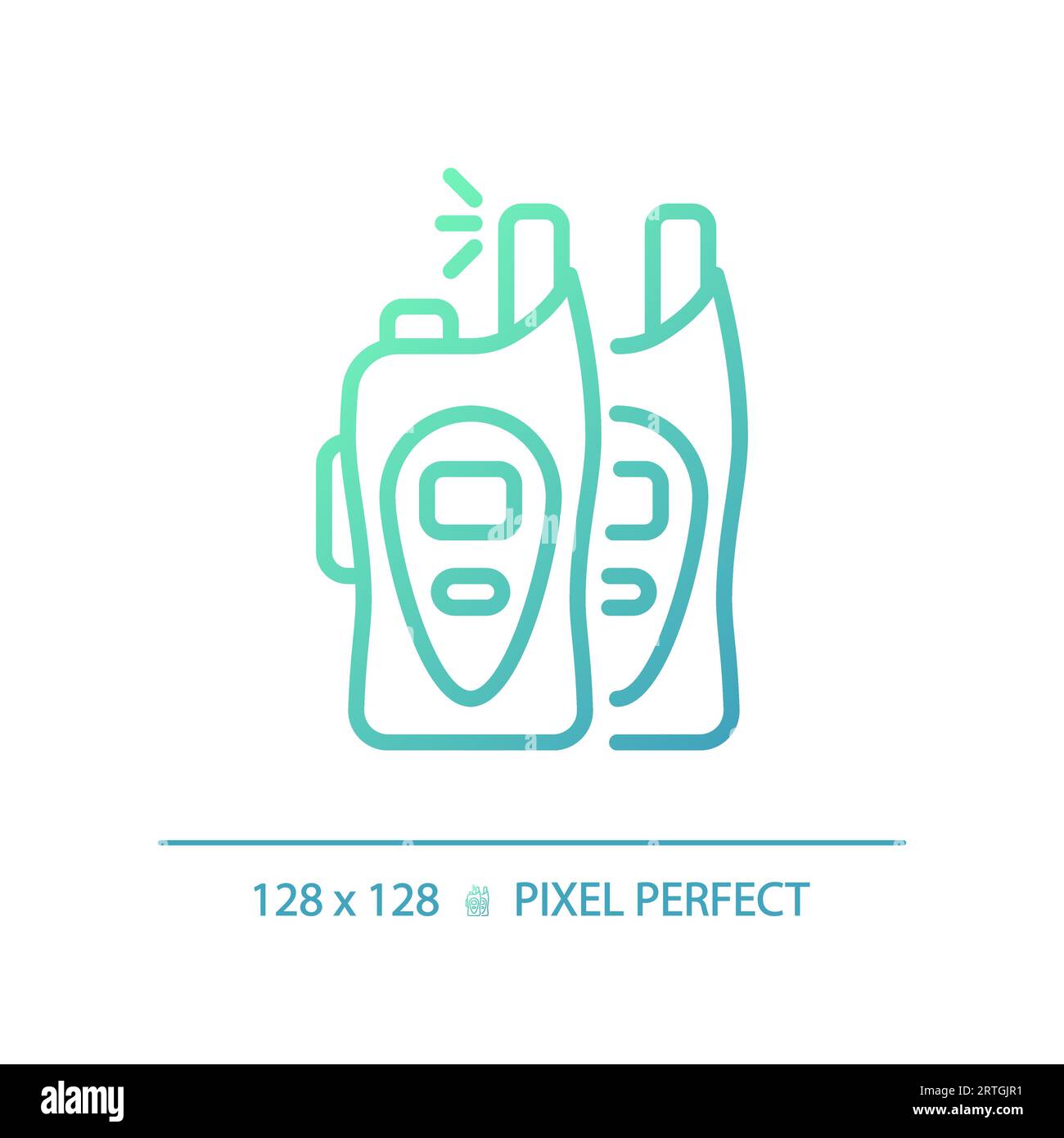 2D walkie talkie gradient thin linear green icon Stock Vector