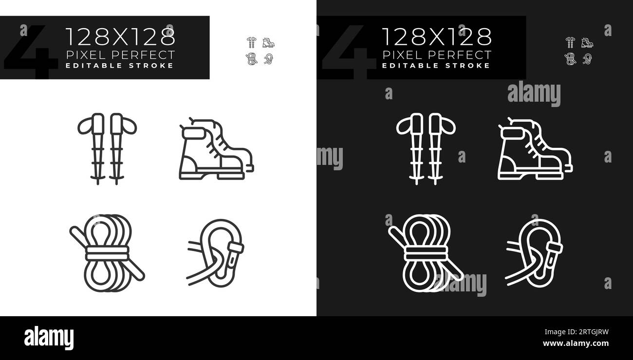 Pack of editable pixel perfect hiking gear thin line icons Stock Vector ...