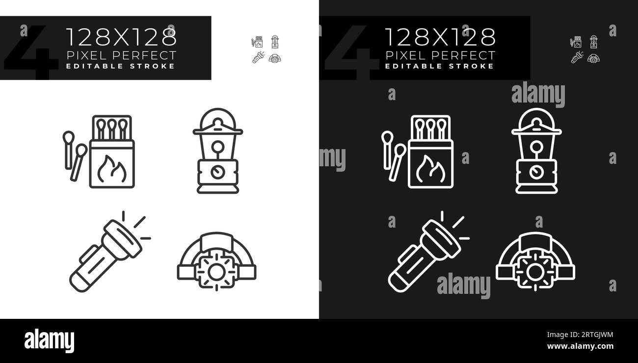 Set of 2D editable pixel perfect hiking gear icons Stock Vector Image ...