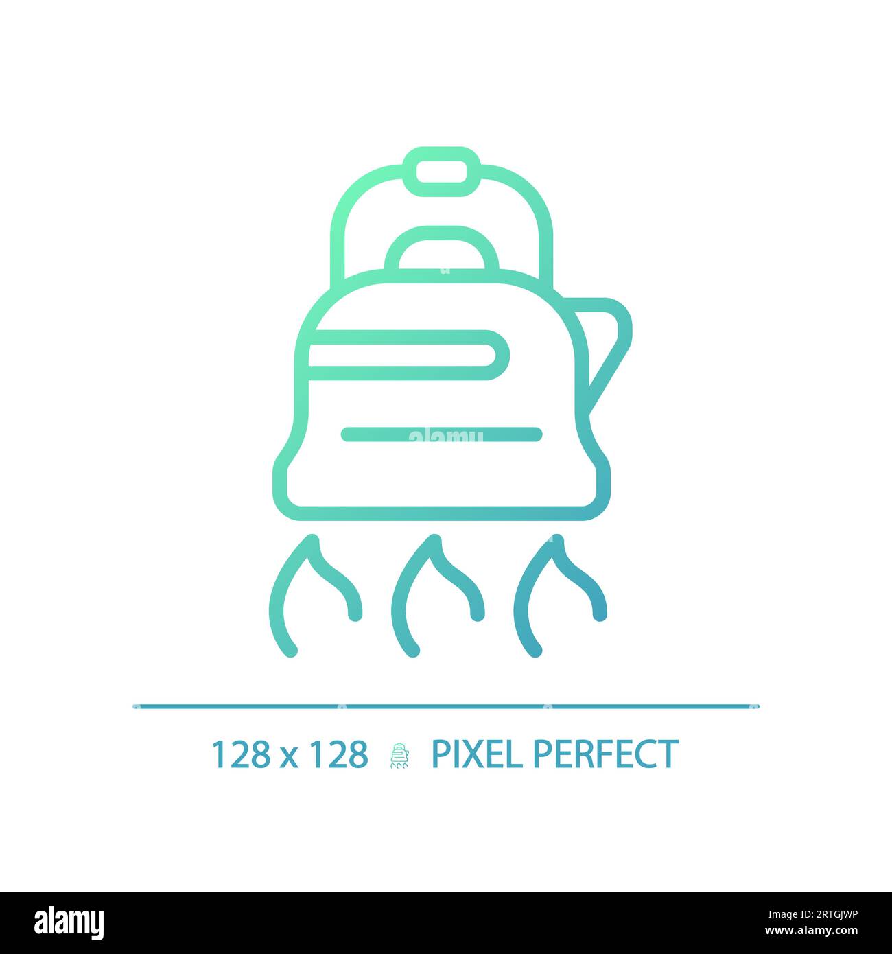 2D kettle gradient thin linear green icon Stock Vector