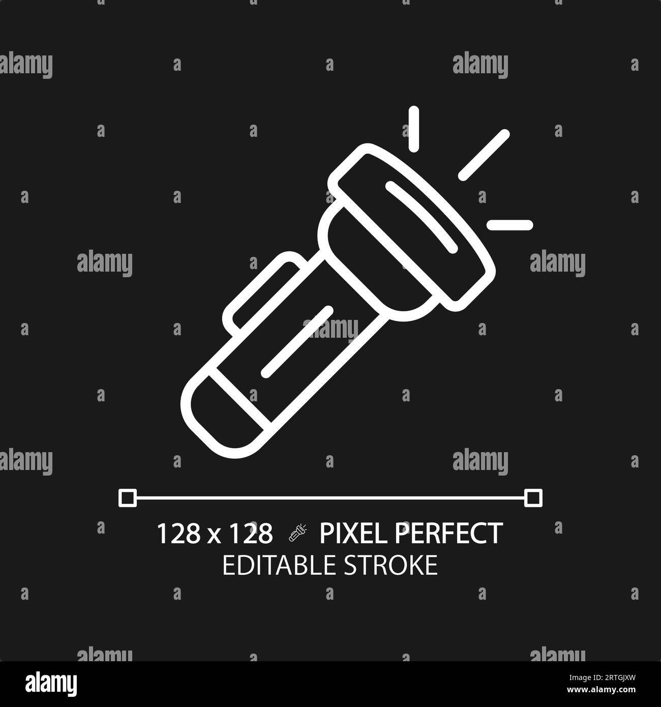 Customizable flashlight white thin linear icon Stock Vector
