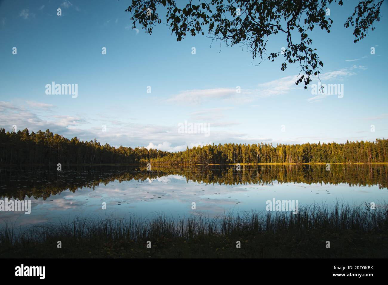 beautiful lake landscape with blue sky and clouds Stock Photo - Alamy