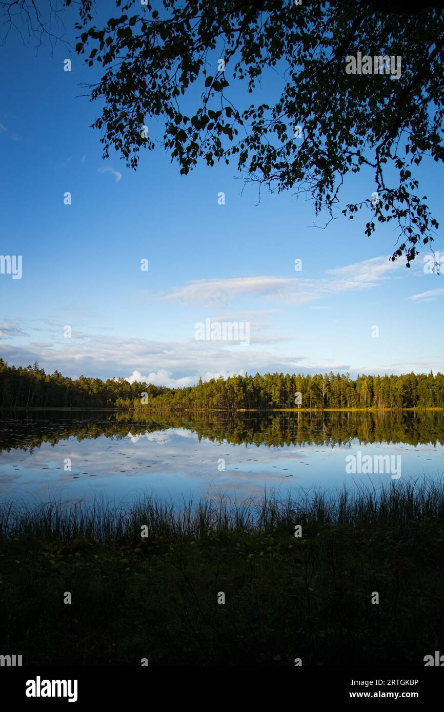 beautiful lake landscape with blue sky and clouds Stock Photo - Alamy