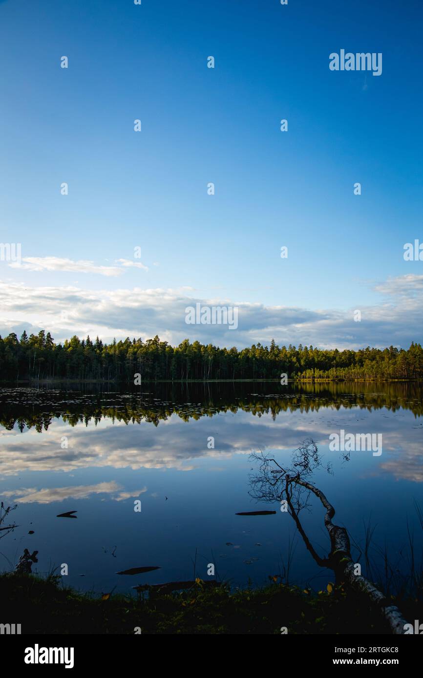 beautiful lake landscape with blue sky and clouds Stock Photo - Alamy