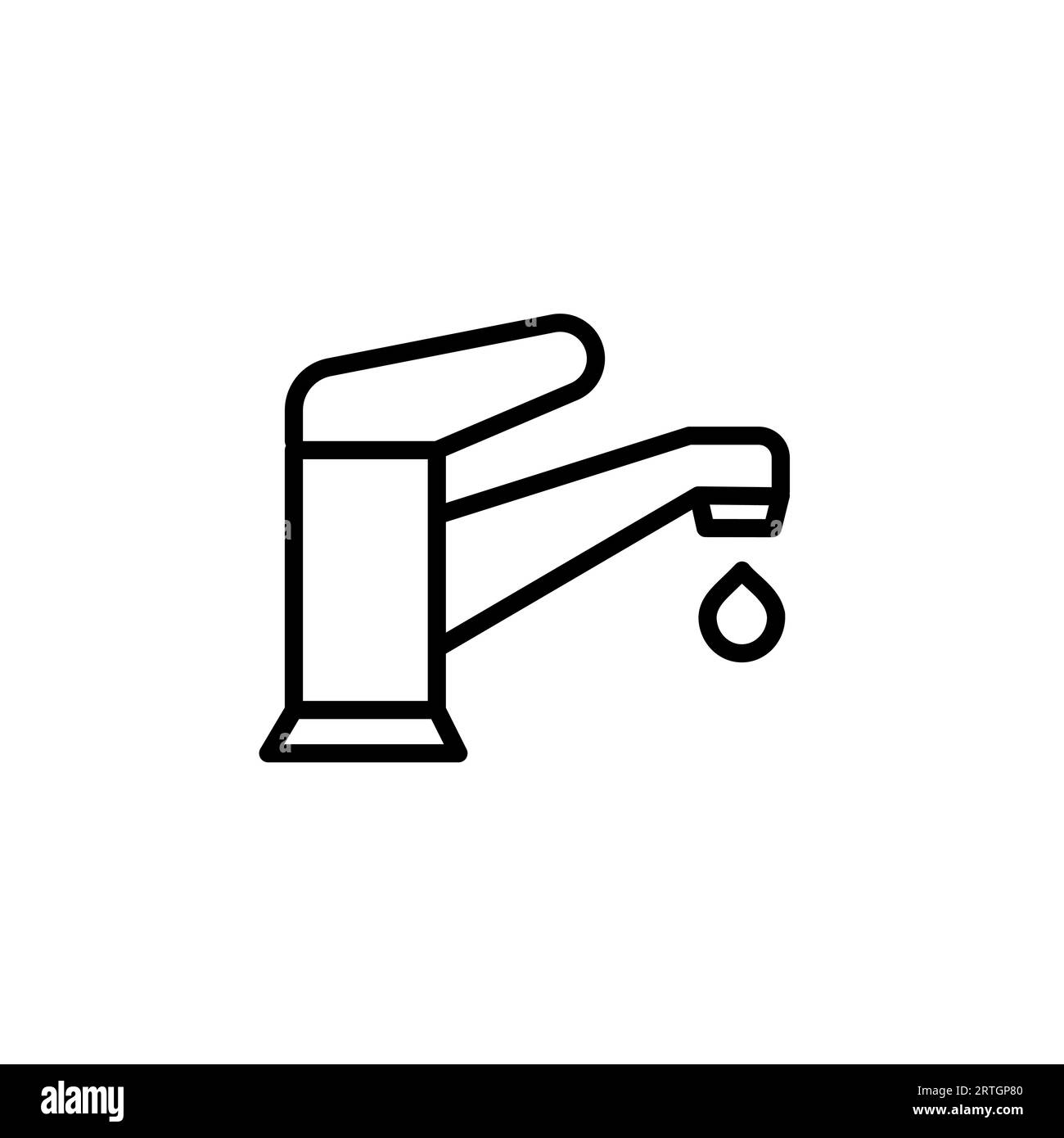 Dripping tap with drop linear vector. Water drop line icon. Stock Vector