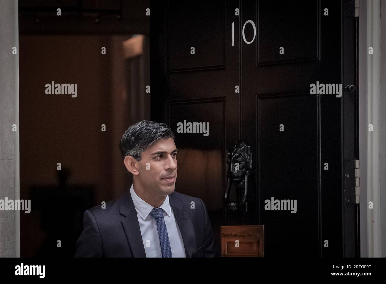 London, UK. 13th September 2023. Prime Minister Rishi Sunak leaves No.10 Downing Street for weekly questions in Parliament to include raising a motion to include the Russian paramilitary group Wagner on the UK’s list of terrorist organizations. Credit: Guy Corbishley/Alamy Live News Stock Photo