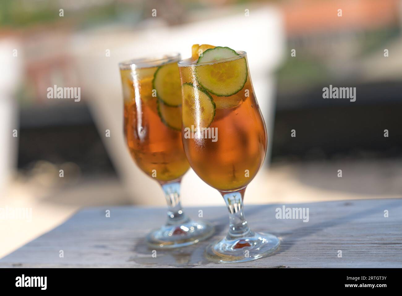 Refreshing summer cocktails for a sunny afternoon. Stock Photo