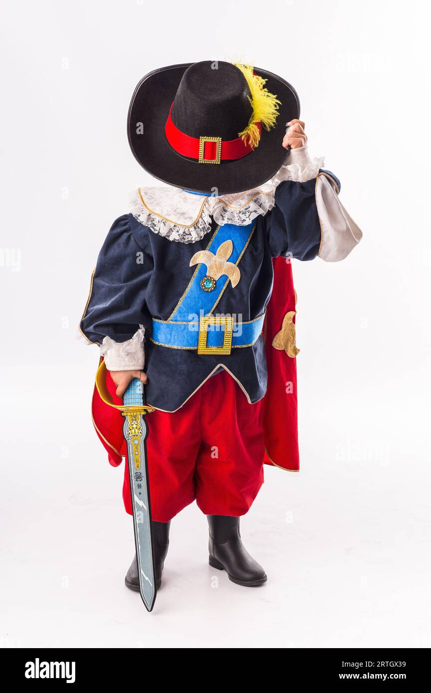 Fantastic disguise as a child musketeer for carnival Stock Photo