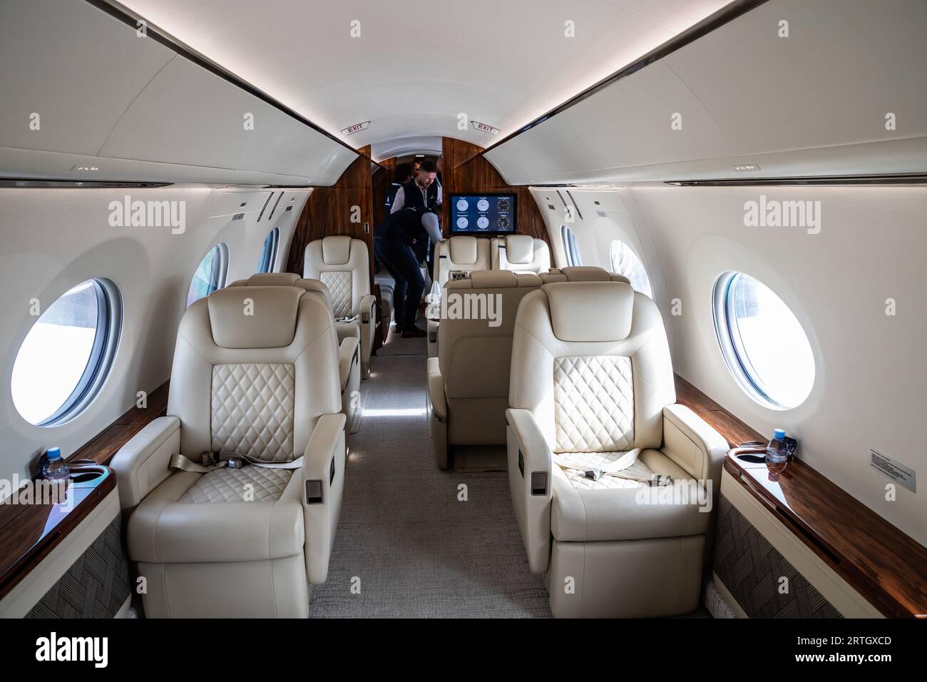 Luxury interior of a private jet at Air Charter Expo 2023 at London ...
