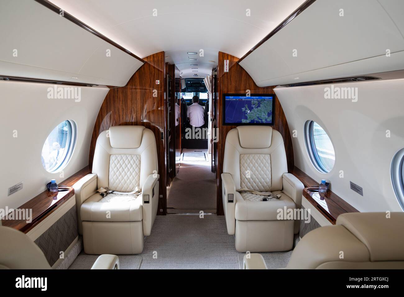 Luxury interior of a private jet at Air Charter Expo 2023 at London ...