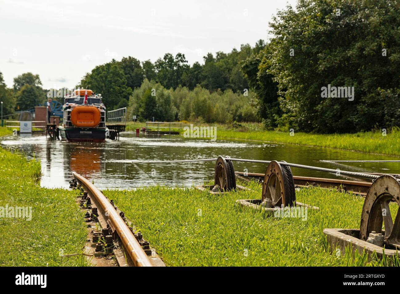 boat lift at the Elblaski Canal in Pochylnia Katy in Poland Stock Photo