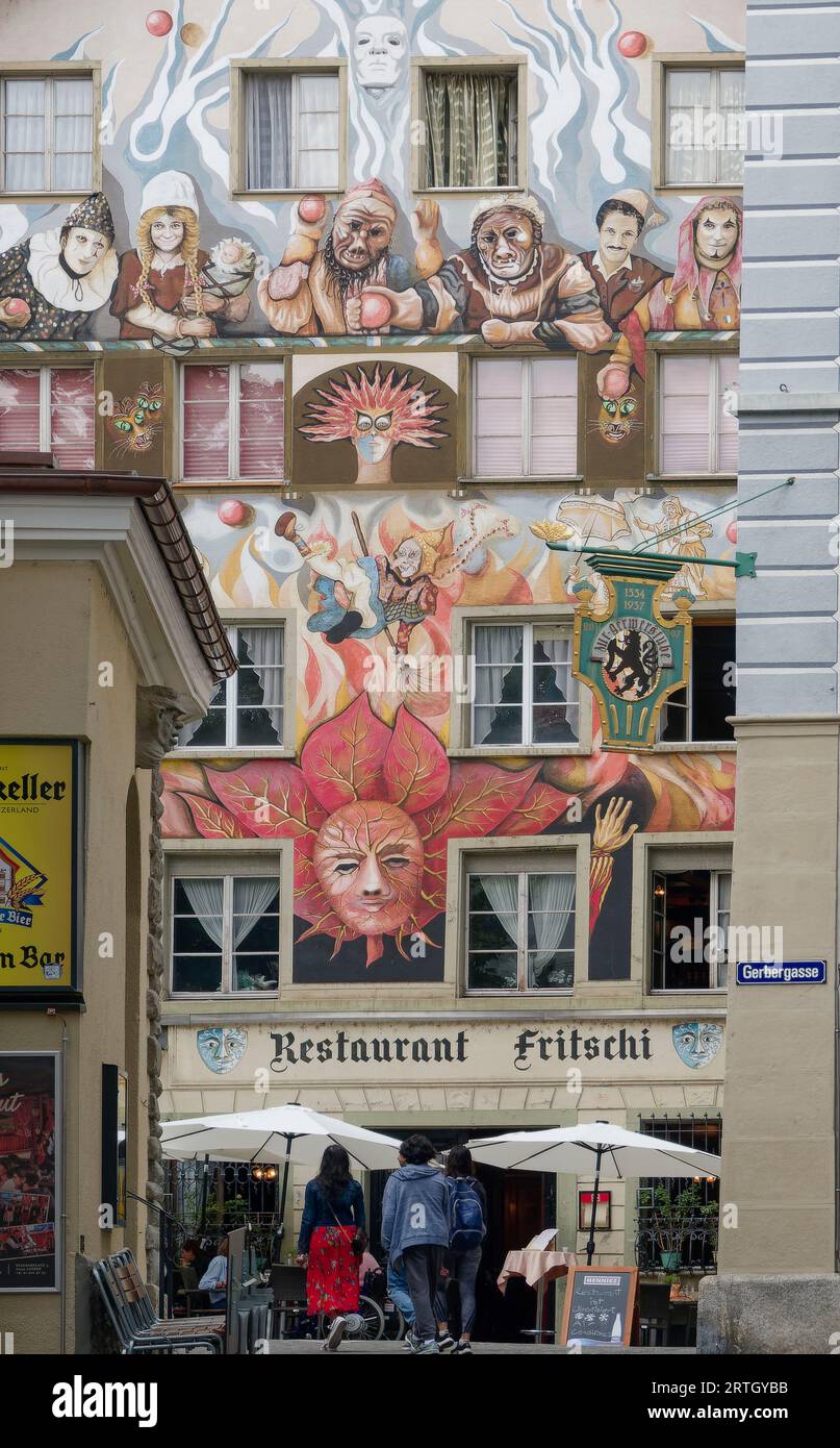 Luzern , Fritschi-Haus, Fassadengemälde, Altstadt, Schweiz Stock Photo