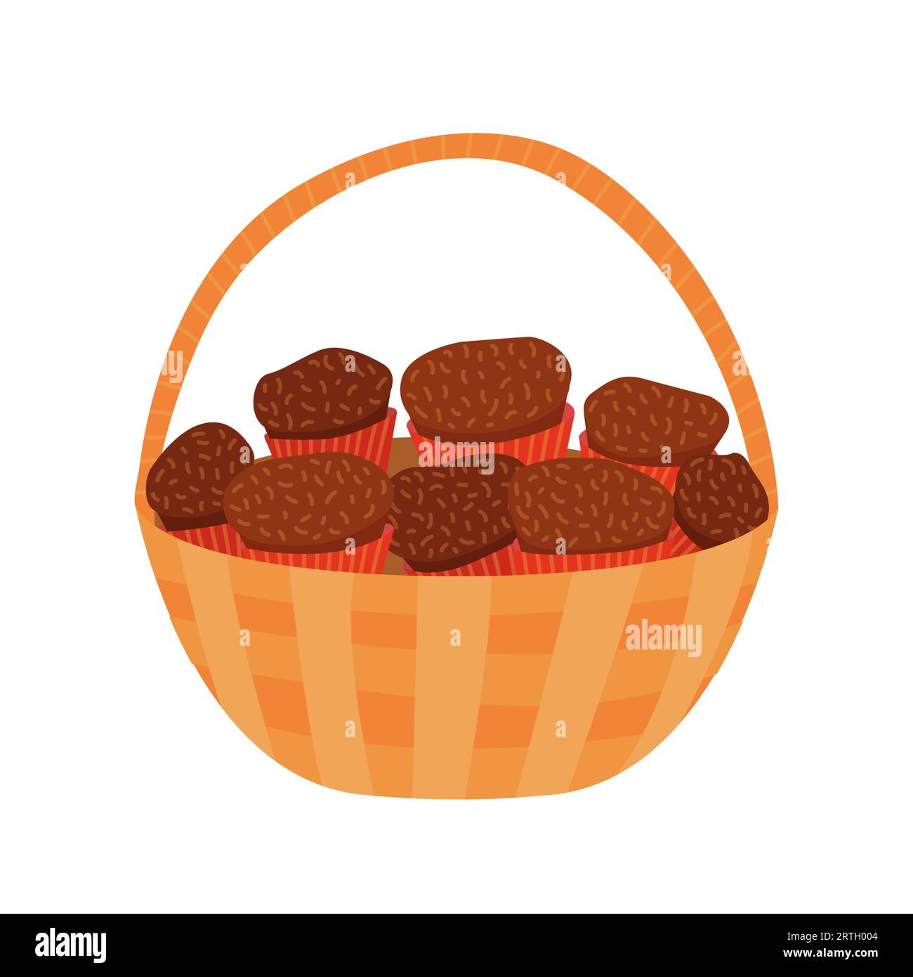 wicker basket with muffins Stock Vector