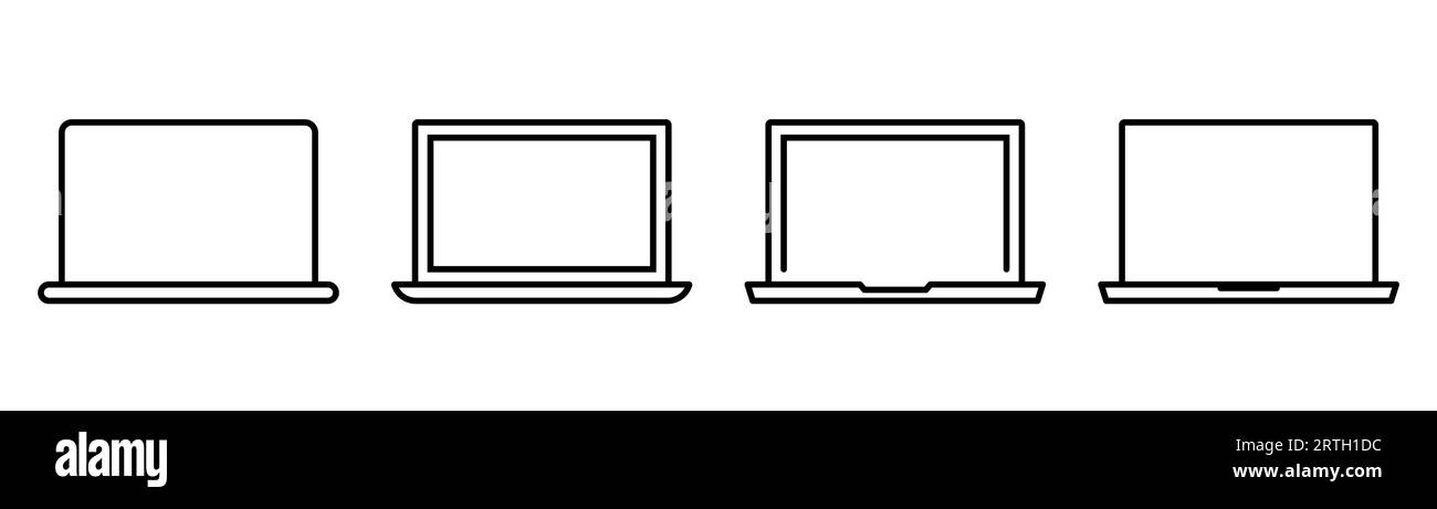 Laptop icons set. Computer icon in line. Laptop in linear. Outline ...