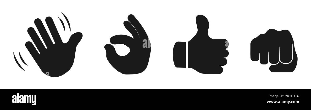 Premium Vector  Collection of black and white hand gesture emojis