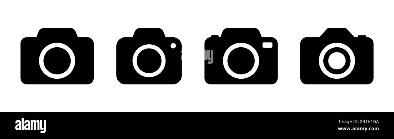 Camera icon set. Photo camera icon in glyph. Photo and video symbol. Camera icon in black. Stock vector illustration Stock Vector