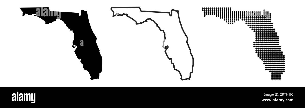 Florida map contour. Florida state map. Glyph and outline Florida map ...