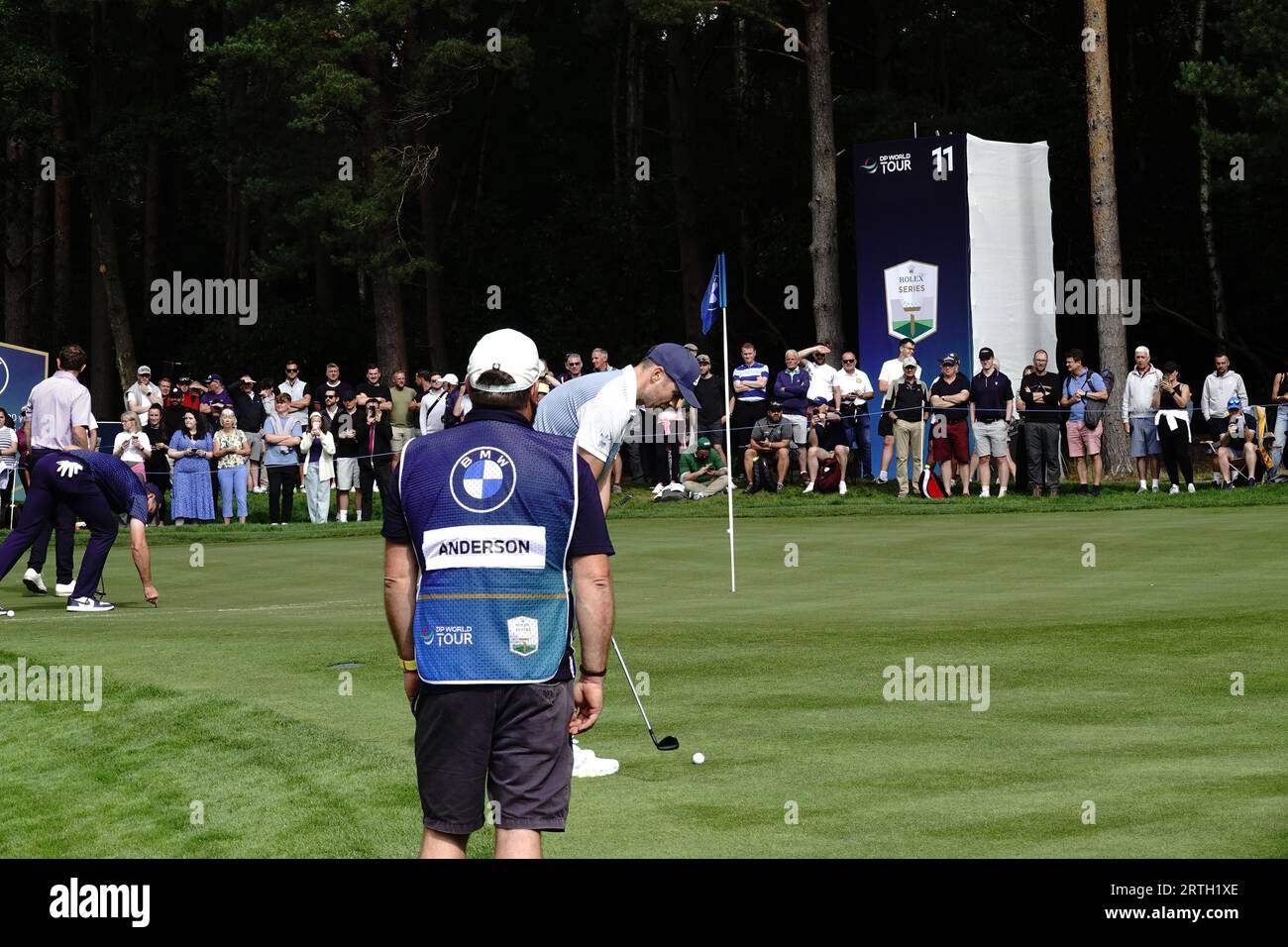 Wentworth, Surrey, UK. 13th Sep, 2023. Jimmy Anderson chips to the 11th green during the Pro-Am at the BMW:PGA golf Championship at The Wentworth Club. OPS: Credit: Motofoto/Alamy Live News Stock Photo