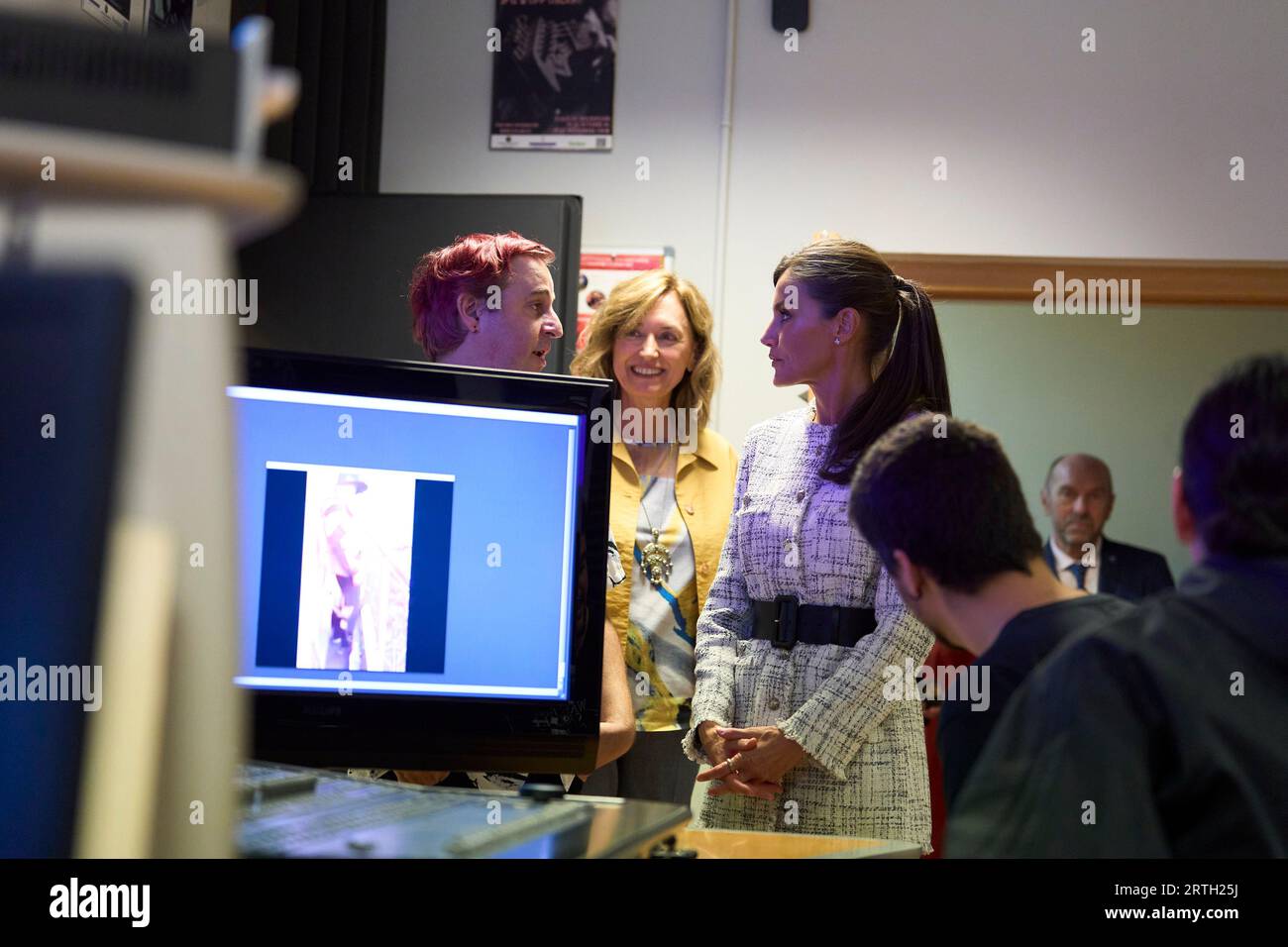 Langreo. Spain. 20230913,  Queen Letizia of Spain attends the School Year 2023/2024 of Vocational Training at Integrated Centre for Professional Training in Communication, Image and Sound (CISLAN) on September 13, 2023 in Langreo, Spain Credit: MPG/Alamy Live News Stock Photo