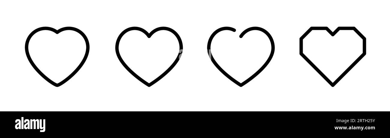 Heart icon in line. Heart shape symbol. Love illustration. Heart sign in line. Love illustration set. Stock vector Stock Vector