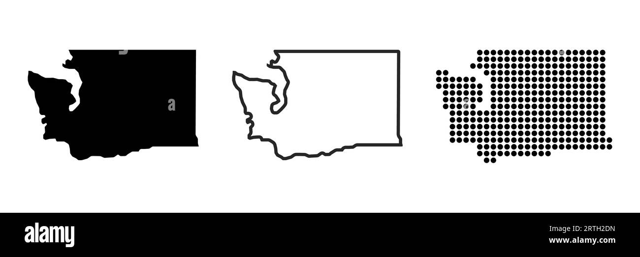 Washington state map contour. Washington state map. Glyph and outline